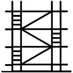 Construction site scaffolding in line icon 