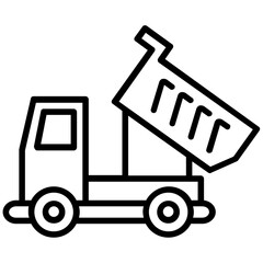 Transportation dump truck in line icon 