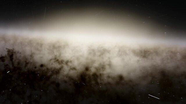 Exploration of galaxies through outer space towards a bright milky-way galaxy. 4K looping animation of flying through bright nebulae, clouds, and star fields. 