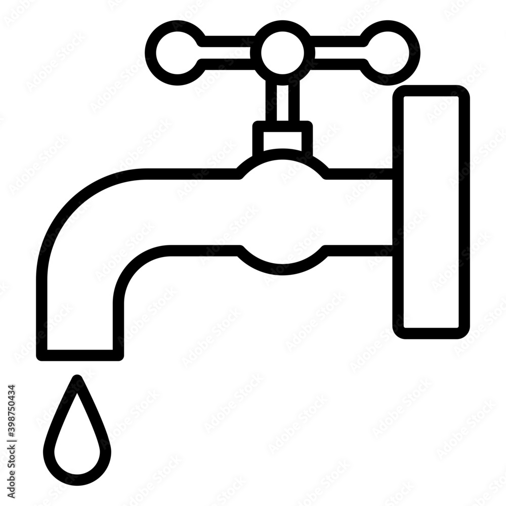 Sticker water tap, line vector icon