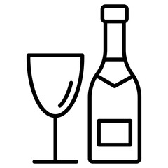 Champagne in line vector icon