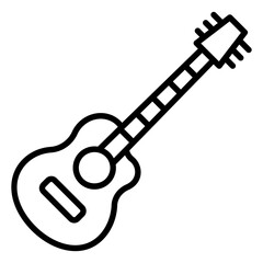Guitar in line vector icon - obrazy, fototapety, plakaty