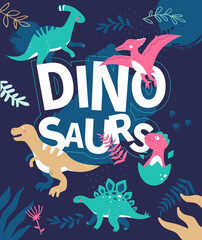 Dinosaurs - flat design style illustration with characters
