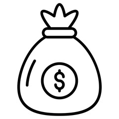 Icon of money sack in line design.