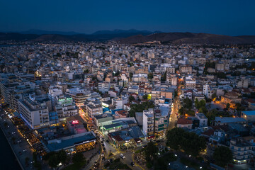 Fototapeta na wymiar Night panorama of Chalkida , Evia island, Greece