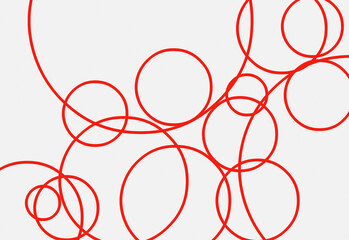 Red circles on white background. Abstract Digital art