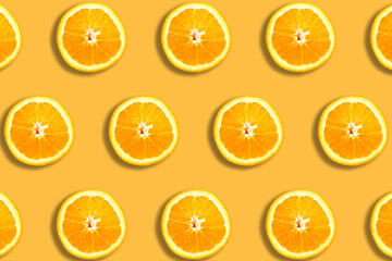 Slices of fresh orange pattern summer background