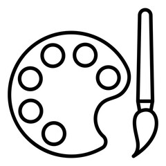 Icon of paint palette in line design.