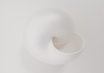 white empty shell of mollusk, 3d render