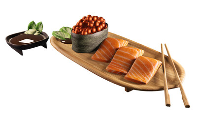 Shusi food isolated white background.3D rendering