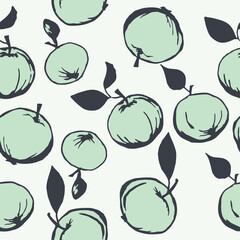 Apples seamless vector pattern hand-drawn vector illustration.