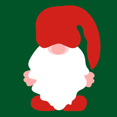 Christmas Gnome Clipart on green background. Trendy holidays design. Cartoon Gnome for Christmas DIY. Digital template for sublimation or cutting. Vector illustration.