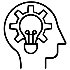 Creativity, idea development in line icon 