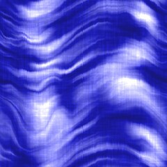 Fototapeta na wymiar Ocean blue tie dye wave stripe texture background. Seamless white linen boho textile effect. Distressed acid wash coastal living style pattern. Nautical maritime wavy line beach fashion swatch. 