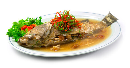 Steamed Grouper with Plum Sauce Chinese food