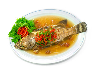 Steamed Grouper with Plum Sauce Chinese food