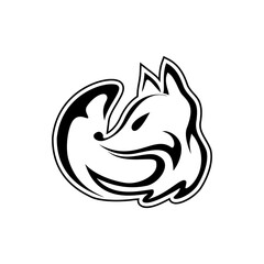Fox: icon, symbol, logo in the sketch style. Vector isolated on a white background.