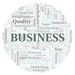 Business typography word cloud create with the text only.