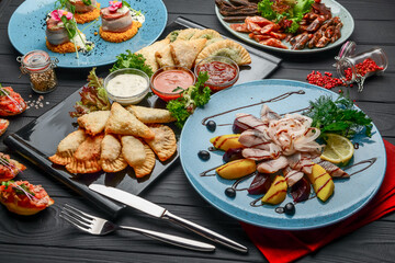 Assorted dishes and snacks on the table