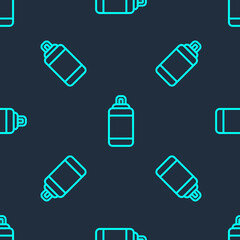 Green line Punching bag icon isolated seamless pattern on blue background.  Vector.