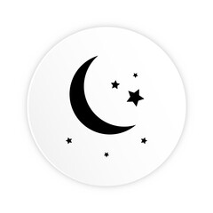 Moon and stars icon isolated. Flat design. Vector Illustration. Night with moon and stars icon in flat style. Night symbol for your web site design, logo. Vector EPS 10.