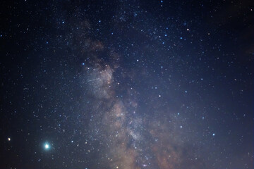 closeup night starry sky with milky way, beautiful night outdoor background