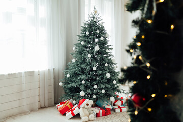 Christmas tree holiday decor presents new year's background