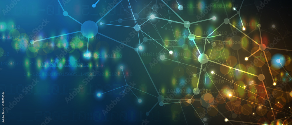 Aufkleber neural network concept. connected cells with links. high technology process. abstract background