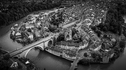 The historic district of Bern - the capital city of Switzerland from above
