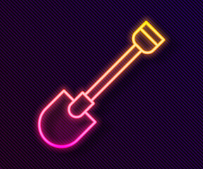 Glowing neon line Fire shovel icon isolated on black background. Fire protection equipment. Equipment for firefighter.  Vector.