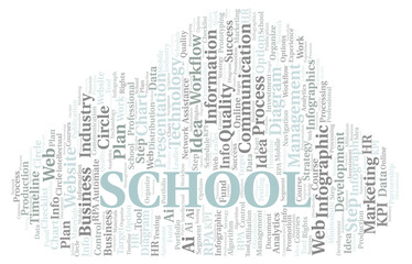 School typography word cloud create with the text only.