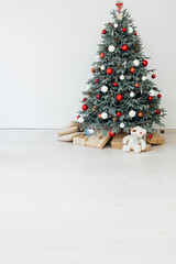 Decor interior Christmas tree holiday presents new year background