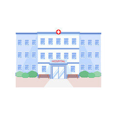 Hospital autside building icon. Vector illustration flat. On white background