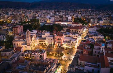 Aerial view from the  central square of Chania, Crete island, Greece