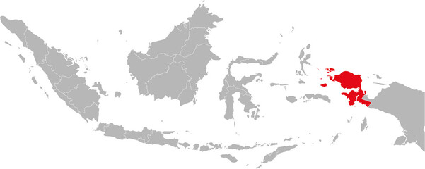 Papua barat province isolated on indonesia map. Gray background. Business concepts and backgrounds.