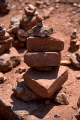 Small stone pyramid in mountain