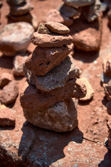 Small stone pyramid in mountain