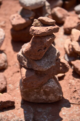 Small stone pyramid in mountain