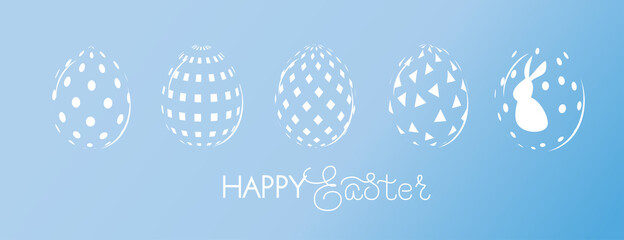 easter illustration. vector flowers and eggson a blue background. Suitable for the design of Easter cards, flyers, banners