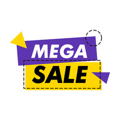 Obraz premium Mega Sale banner. Sale poster template on white background. Vector flat illustration.