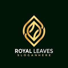 Royal Leaves logo, Gold Leaf Luxury creative modern logos Design Vector