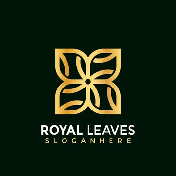 Royal Leaf logo, Gold nature Leaves creative modern logos Design Vector