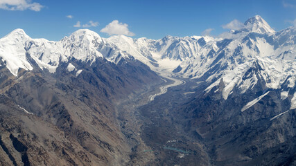 North Engilchek Glacier, View from the Helicopter, Central Tian Shan, Kyrgyzstan.