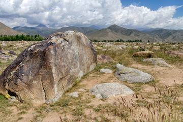 Cholpon-Ata ancient Petroglyphs, Kyrgyzstan, Tian Shan.