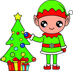 Obraz na płótnie Canvas christmas elf illustration elf graphics artwork