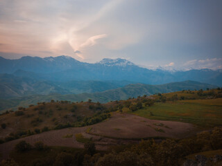 mountains in the morning