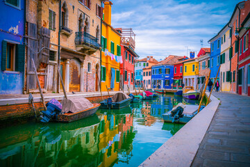 Fototapeta na wymiar Colourful Burano island near Venice, Italy