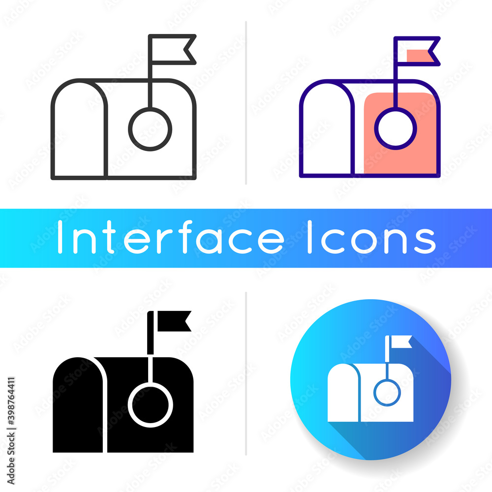 Poster Mail icon. Receiving text document through internet. Getting letters from friends via email. Web interface ui items. Linear black and RGB color styles. Isolated vector illustrations