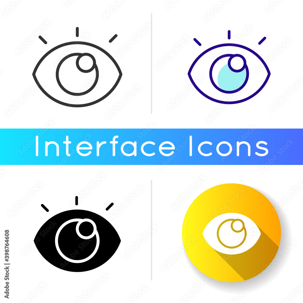 Poster viewing icon. checking device working process. looking how everything works. innovative interface cr