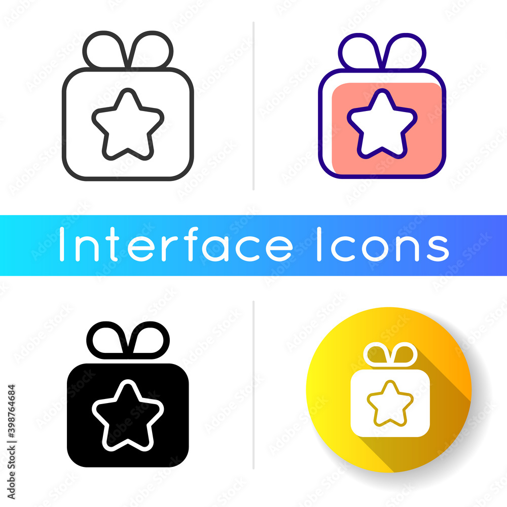 Poster gift icon. sending presents using internet application. special time event. mobile interface for app